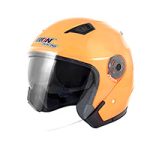CASCO 3/4 DOBLE MICA MOD. EUROPEO NEON NARANJA M