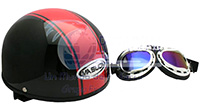CASCO CHOPPER ROJO C/GOOGLES M-L